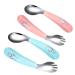 4PCs Babylenp ffel Liwein Baby spoon stainless steel curved spoon baby children fork baby cutlery set for baby toddler self -feeding baby open blue+pink