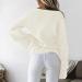 Creoqiji Women's V-Neck Sweater - Autumn/Winter Loose Fit with Leaf Sleeves - Comfortable Elastic Party Wear in White (Size L) - Buy Online on SooperMarket.com