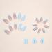 Blue Almond Shape Press on Nails with Wave Designs | Medium Length French False Nails for Women - Buy Online on SooperMarket.com