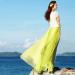 Sanahy Women's Chiffon Gradient Long Maxi Skirt - Green | Elastic Pleated Beach Full/Ankle Length Skirt - Buy Online on SooperMarket.com
