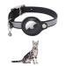 Kocnydey leather reflective Airtag cat collar anti-wing cat collar with adjustable bracket & bell integrates Apple Air day cat necking band for cats small dogs (black) XS (19-26cm) black