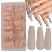 LuckForever 500pc Nude Pink Coffin False Nails Press on Full Cover Ballerina Fake Acrylic Nail Tips Manicure Fingernails Design Decor with Case for Women Girls Home Salon DIY ( Point Nude)