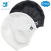Unisex Silicone Bathing Cap with Ear Protection - 2PC Waterproof Swimming Caps for All Hair Types with Earplugs & Nose Clamp - Elastic Black & White Swim Caps for Adults & Kids - Buy Online on SooperMarket.com