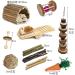 Runfar Natural Wooden Hamster Toy Kit - Exercise Bell Roller & Tooth Care Toys for Hamsters Chinchillas Rabbits & Guinea Pigs - Buy Online on SooperMarket.com