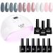 Lke Schellack Nailack Starterset with lamp 72W 10 ml 6 colors pink nude gray gel nail polish set with UV lamp base and glossy & matt top coat gel nail diy soft nail art decoration