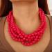 Wiwpar Simulated Pearl Cluster Chunky Pearl Bead Necklace Multi Strand Twisted Pearl Statement Bib Collar Necklace Jewelry Pearl Necklace and Earring Set pink