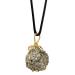 Pyrite Crystal Pendant - Natural Gold Wire Wrapped Raw Pyrite Necklace for Men Handmade Healing Gemstone Pendant Necklace with Black Macrame Cord Frifer