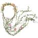 Delicate Flower Crown Ethnic Style Girls Cosplay Fairy Hair Hoop Bride Wedding Party Headband with Long Leaves Tassels - Buy Online on SooperMarket.com