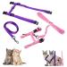 Morices 2 Pack Cat Harness and Leash Adjustable Comfortable Nylon Pet Strap Collar with Leash Escape Proof Safety Rope Leads Chest Strap for Kitten Puppy Rabbits Walking Training (Pink & Purple) Pink+Purple