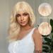 Allbell Long Wavy Blonde Wig for Women with Bangs - Heat Resistant Synthetic Hair Replacement - Buy Online on SooperMarket.com