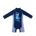 BONVERANO Baby Boys Swimsuit Toddler Bathing Suit Long-Sleeve Zipper One Piece Swimwear with UPF 50+ Sun Protection Whale 2 18-24 Months