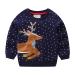 Little Hand Baby Girls Sweatshirt Christmas Xmas Jumper Kids Cute Long Sleeve Cotton Pullover Tops Toddler Tees for Age 1-8 Years 4-5 Years 2# Reindeer/Navy Blue
