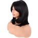MapofBeauty 18 Inch/45 cm Layered Bangs Straight Synthetic Fiber Shoulder Length Hair Daily Use Wig (Black) - Buy Online on SooperMarket.com
