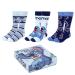 Set of Stitch Socks Blue White and Grey 3 Pairs Size 40 to 46 Long Socks in Cotton Polyamide and Elastane Original Product Designed in Spain Multicolored 40-46