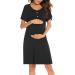 Irdcomps Women's Maternity Nursing Nightdress - Short Sleeve Button Nightgown for Pregnancy - Black XL - Buy Online on SooperMarket.com