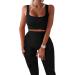TWFRHC Women's Workout Sets Ribbed Tank 2 Piece Seamless High Waist Gym Outfit Yoga Shorts Sets 03black Large