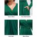 OUGES Women's Spring Casual Midi Dress with Long Sleeve V-Neck Floral Print and Pockets - Green - Buy Online on SooperMarket.com