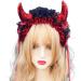 JSGHGDF Creative Spooky Devil Horn Shape Hairband Women Pleated Lace Makeup Skincare Headband for Halloween Photography Hairband Black - Buy Online on SooperMarket.com