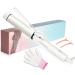 1.5 Inch Extra Large Curling Wand for Long Hair - Ceramic Tourmaline Barrel with 40000000 Negative Ions 2 Clips & Heat-Resistant Glove White