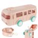 Txkrhwa Car Straw Water Cup 500ml Portable Bus Water Bottle with Shoulder Strap Leak-Proof Kids Small Square Drinking Cup Cute Cartoon Water Jug Toy Locking Flip Lid Water Kettle for Kids(Pink)