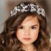 IYOU Princess Crystal Headpiece Silver Flower Wedding Headband Pearl Holy Communion Hair Accessories for Flower Girl Bride Bridesmaid - Buy Online on SooperMarket.com