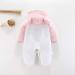 Haokaini Newborn Bear Snowsuit | Cotton Fleece Hooded Romper Jumpsuit | Baby Girls Boys 6-9 Months | White+Pink - Buy Online on SooperMarket.com