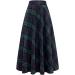 Sanahy Womens High Elastic Waist Plaid Wool Maxi Skirt - Winter Warm A-line Flare Midi Skirt with Pockets in Blue - Buy Online on SooperMarket.com