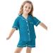 SWOMOG Unisex Kids Modal Pyjamas Set | Button-Down Short Sleeve PJs | 2-Piece Lounge Set | 12-13 Years | Turquoise - Buy Online on SooperMarket.com