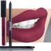 Maroon Red Lipstick Matte with Matching Lip Liner and Brush Kit Long Lasting Kissproof Waterproof Lightweight No Smudge Talc-Free and Paraben-Free - Mara