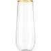 48 Pack Gold Rim Stemless Plastic Champagne Flutes - 9oz Disposable Toasting Glasses | Shatterproof, Recyclable, BPA-Free - Buy Online on SooperMarket.com