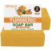 Natural Turmeric Soap Bar for Face & Body   Turmeric Skin Brightening Soap for Dark Spots  Intimate Areas  Underarms   Turmeric Face Wash Reduces Acne  Fades Scars & Cleanses Skin   5oz Turmeric Bar Soap for All Skin Typ...