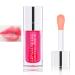 Fusang Hydrating Plumping Lip Oil Gloss Transparent Toot Lip Oil Tinted Lip Balm for Lip Care & Dry Cracked Lips Fresh Texture Long Lasting Nourishing Lip Glow Oil With Non-sticky Big Brush(015 Cherry Red)