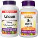 Webber Naturals Calcium Carbonate 250 Tablets Helps Support Bones and Teeth & Vitamin D3 2500 IU Extra Strength 180 Softgels For Healthy Bones Teeth and Helps Prevent Vitamin D Deficiency Calcium Carbonate + VITAMIN 3818