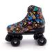 XUDREZ Roller Skates for Women, Holographic High Top PU Leather Rollerskates, Shiny Double-Row Four Wheels Skates Patines for Women Men Boys and Girls and Age 8-50 Indoor Outdoor Black with black wheel 37US5.5