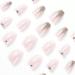 Justotry Glitter Fake Nails - 24 pcs Medium Peach Pink French Press On Nails with Jewels | Ballerina Long Stick On Nails for Women | Acrylic Coffin False Nails with Glue for Nail Art - Buy Online on SooperMarket.com