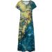 Women's Floral Maxi Dress - Blue Small, V Neck, Side Split, Short Sleeve Lounge Dress - Buy Online on SooperMarket.com