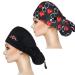 YUESUO 2 Pack Working Cap with Buttons and Sweatband Cotton Working Hats with Adjustable Ponytail Pack Ribbon Tie Back Hats for Women & Men Long Hair Head Covers Shower Caps (M)