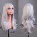 LFMDJF 70cm Wavy Red Wigs Fake Hairpieces Synthetic Hair Black Purple Pink Blue Wig for Women 28inches Sliver Sliver