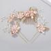 STOBOK Pack of 4 Vintage Gold Flower Pearl Hair Comb Crystal Hairpins Bridal Headpieces Wedding Hair Accessories for Women - Pink Flower - Buy Online on SooperMarket.com
