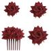 SUNTRADE 4 Pieces Women Rose Hairpin Bridal Rose Brooch Hair Clip Wedding Floral Clips for Woman Girl Party Wedding (Wine Red)
