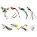 DONGKER 8pcs Cat Rod Replacement Feathers Interactive Cat Replacement Feathers With Bell for Cat Wand Toys Chasing Toys