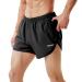 TENJOY Men's Running Shorts Gym Athletic Workout Shorts for Men 3 inch Sports Shorts with Zipper Pocket Black Medium