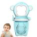 Baby food fruit feeder portable pacifier Fresh food feeder with food -safe soft silicone biting rings with monkey tube handle for babies easy to clean Tomme Tipee Schnuller -Blau