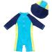 Bonverano Baby Boys Swimsuit 12-18 Months | Short-Sleeve One Piece with UPF 50+ Sun Protection | Surfing Crocodile Design - Buy Online on SooperMarket.com