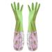 TRIXES Long Green Rubber Pond and Drain Gloves Household & Garden Chores Gardening Weeding Washing Cleaning & Dishwashing Protect your Sleeves - Heavy Duty Waterproof and Lined for Warmth