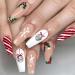 Brishow Christmas False Nails Snowflake Press on Nails Elk Stick on Nails Red Long Fake Nails Full Cover Nails Tips 24pcs for Women and Girls (9)