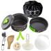 Gold Armour 10 Pieces Camping Cookware Mess Kit Backpacking Gear & Hiking Outdoors Bug Out Bag Cooking Equipment Cookset - Lightweight, Compact, Durable Pot Pan Bowls Green