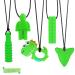 5Pcs Sensory Chew Necklace Green Teether Chew Toys for Autistic Children Anxiety Biting Needs Silicone Chewy Teether Toy Made of Food Grade Silicone for Kids Teething Oral Motor Chewy