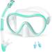 Supertrip 2023 Snorkeling Gear for Adults, Anti-Fog Snorkel Set, Tempered Glass Snorkel Mask Adult, Anti-Leak Snorkel Snorkeling Gear, Scuba Diving Mask and Snorkel for Women Men Youth Lake Blue