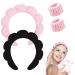 Spa Headband for Washing Face Makeup Headband Bubble Skincare Headbands with Face Wash Wristbands Terry Cloth Headband Soft Puffy Headband for Women Gifts Black+Pink
